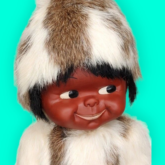 Vintage Cheeky 13" Inuit Eskimo Doll Canadian Indian Handmade with Real Fur (?) - Picture 3 of 11